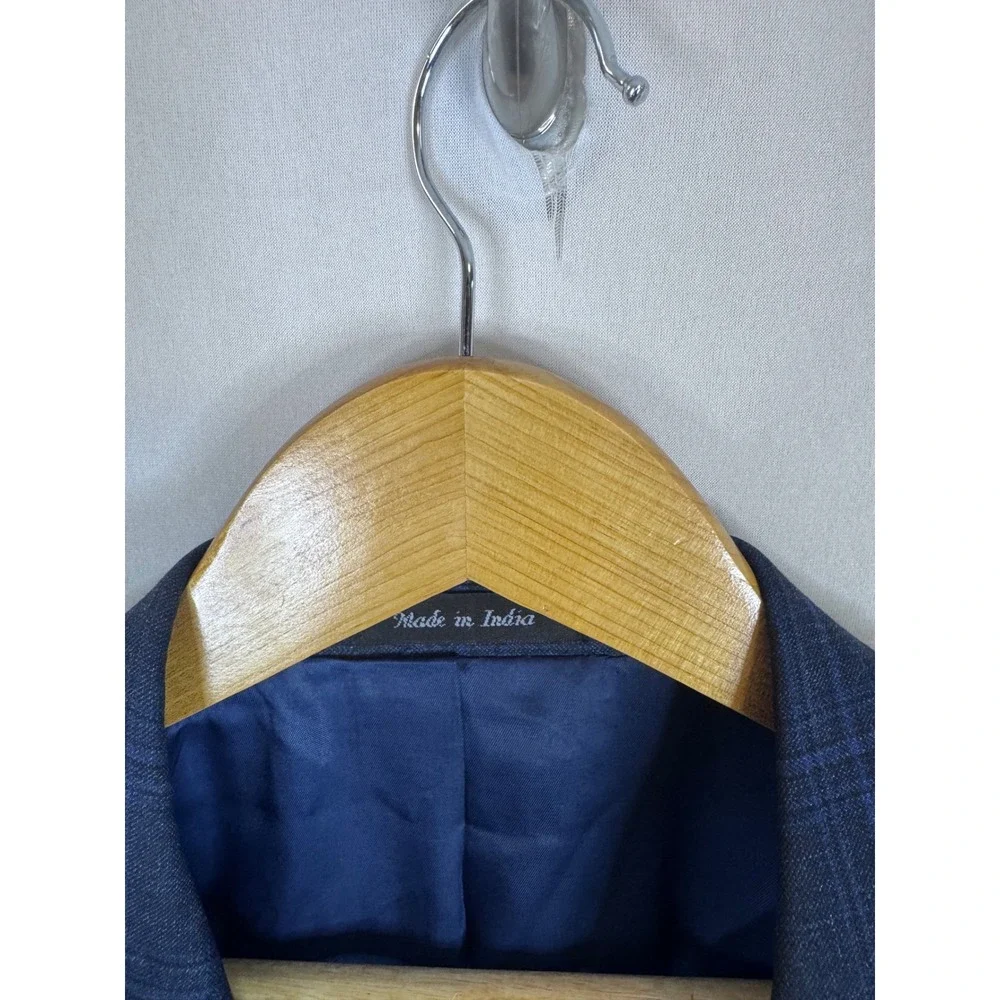 Lauren Ralph Lauren Mens Blue Glen Plaid 100% Wool Blazer Sport Coat 46L
